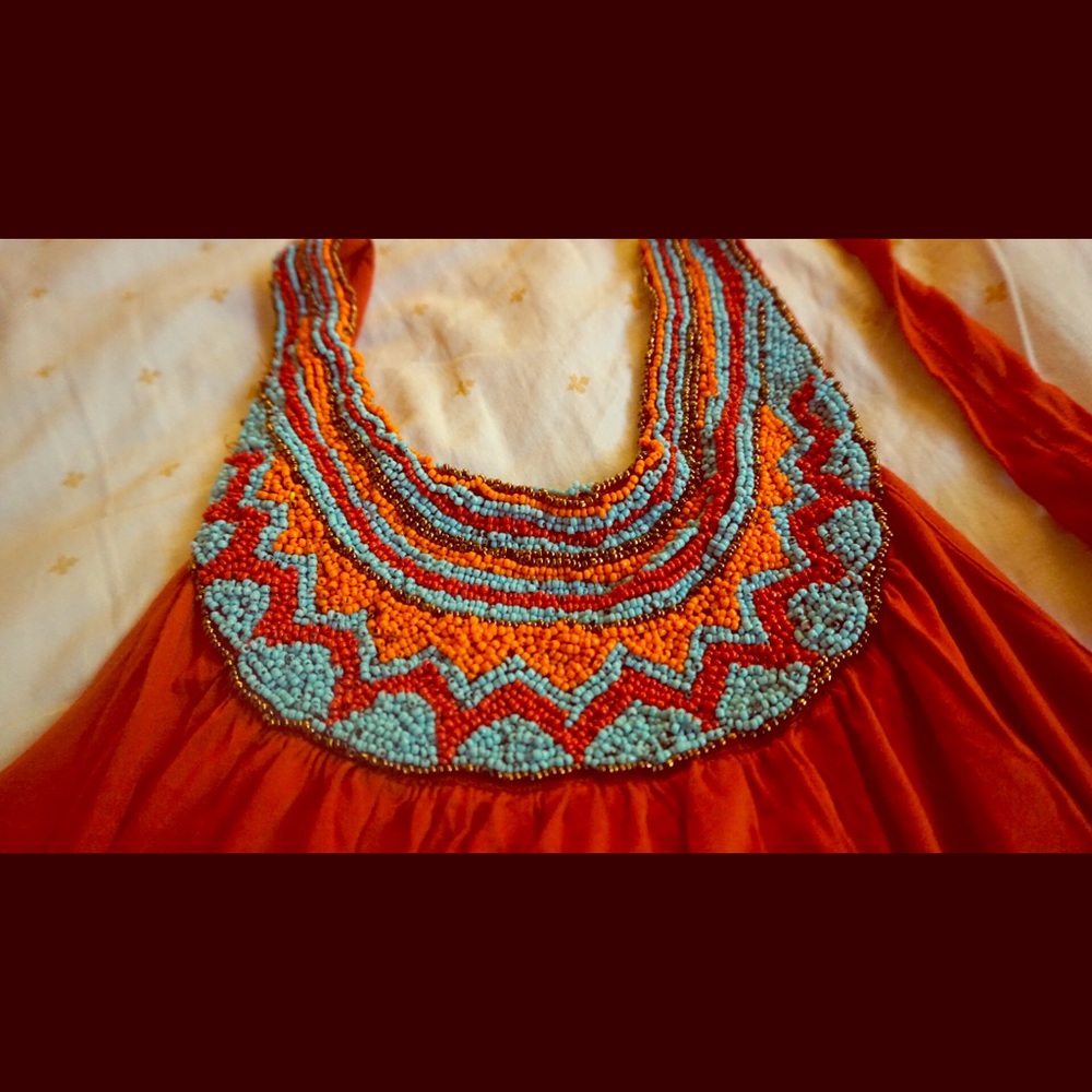 Embellished photogenic orange halter top!